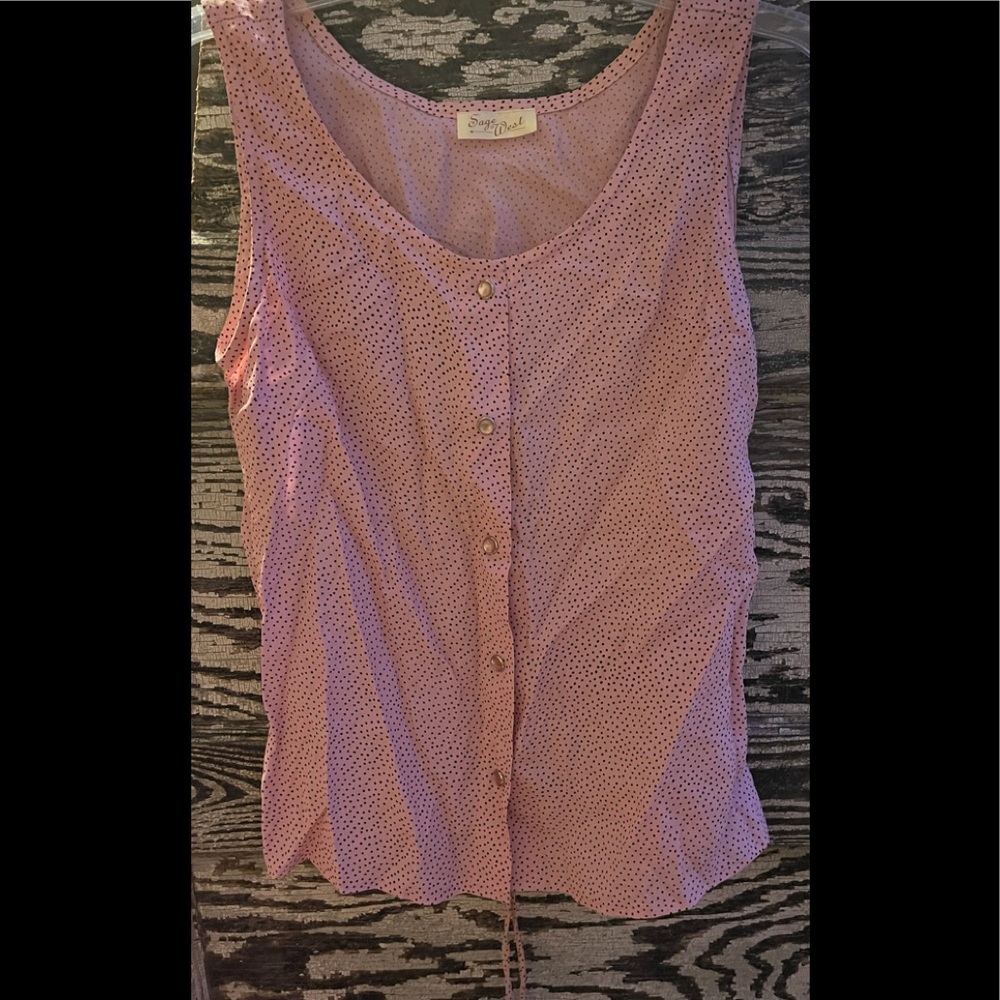 Sage west design sz Ladies large  Sleeveless polka dot tie back Excellent cond